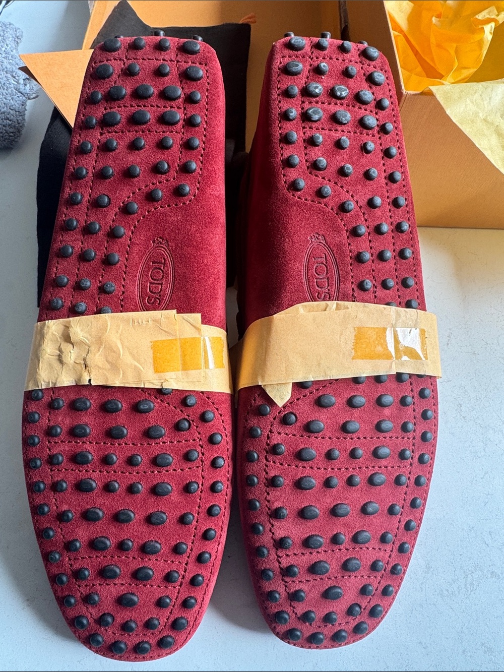 TOD'S Burgundy Suede Driving Loafers - Picture 3 of 5